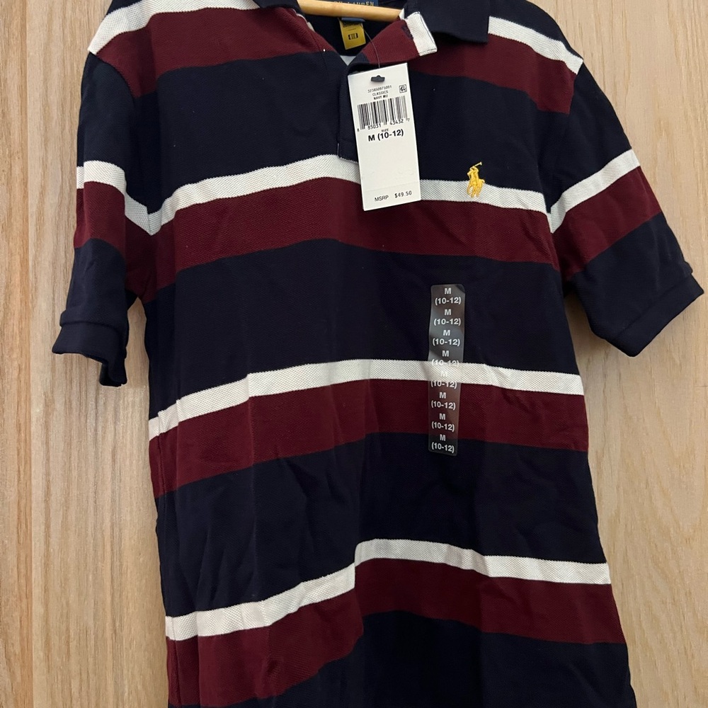 NWT: Striped Ralph Lauren Polo Shirt with Logo
